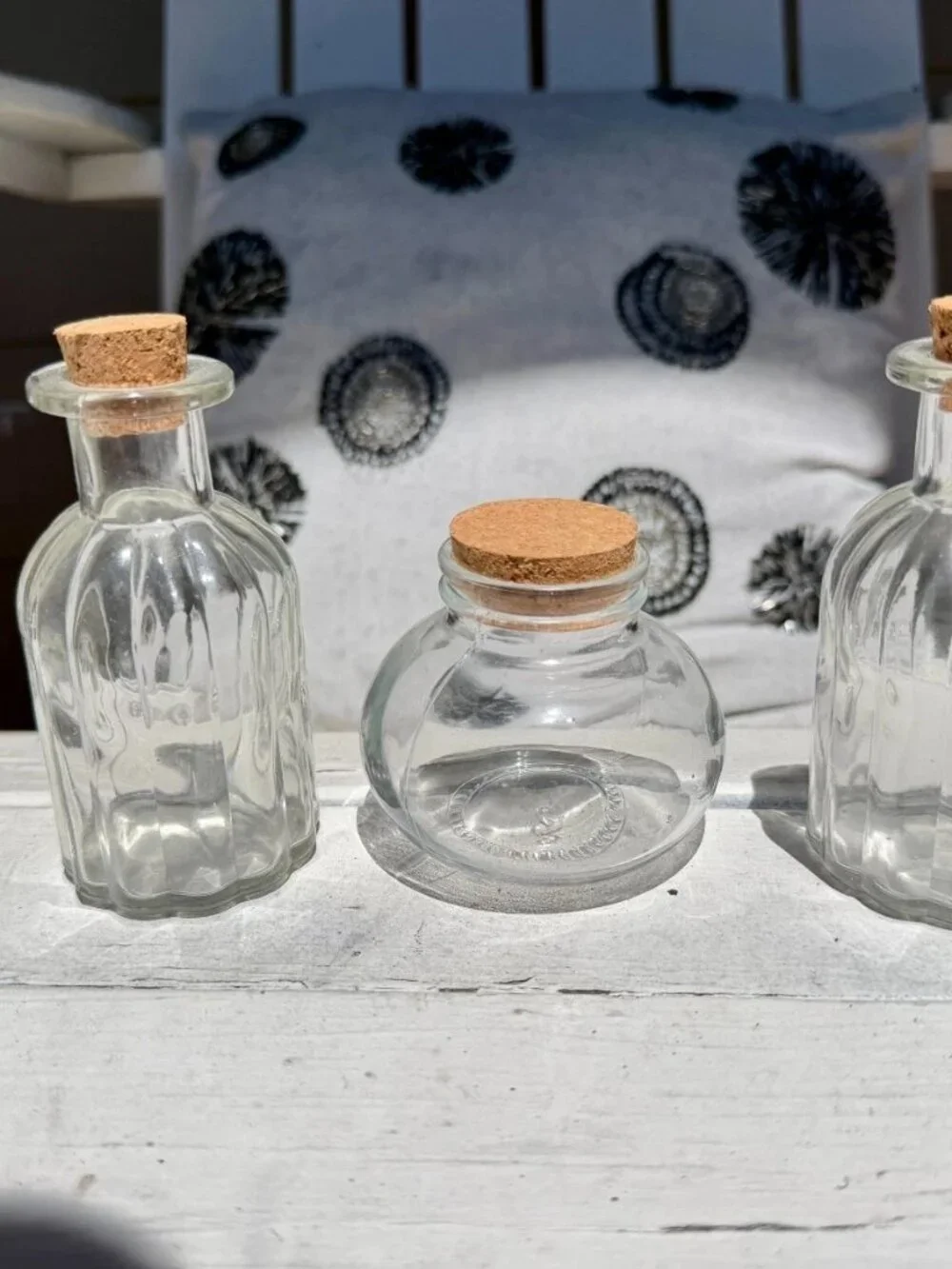 Set of 3 Clear Glass Cork Stopper Bottles Jars Decorative Apothecary Spell Jars